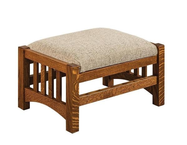 Amish Falkland Mission Footstool 24 3/4 inch Wide with Upholstered Top.