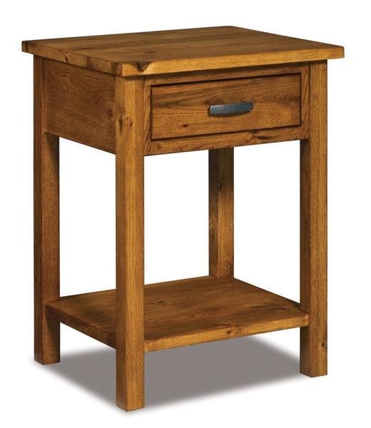 Amish 39 Tall Flush Mission 1-Drawer Open Nightstand with Bottom Shelf
