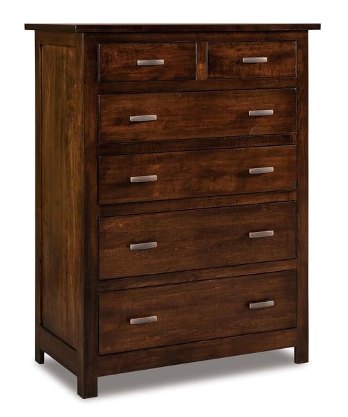 Amish 54 1/4 Tall Flush Mission 6-Drawer Chest of Drawers with 2 Small Top Drawers and 4 Standard Drawers