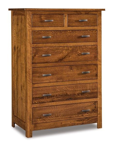 Amish 40 Wide Flush Mission 7-Drawer Chest of Drawers with Solid Wood Inset End Panels