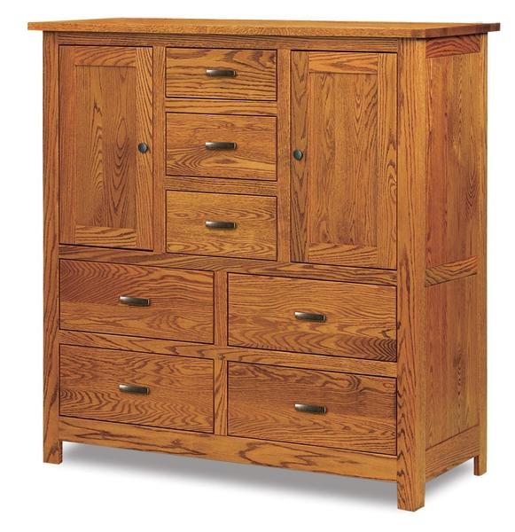 Amish 54 Tall Flush Mission His and Hers Chest of Drawers with 7 Drawers, 2 Doors, and 4 Shelves