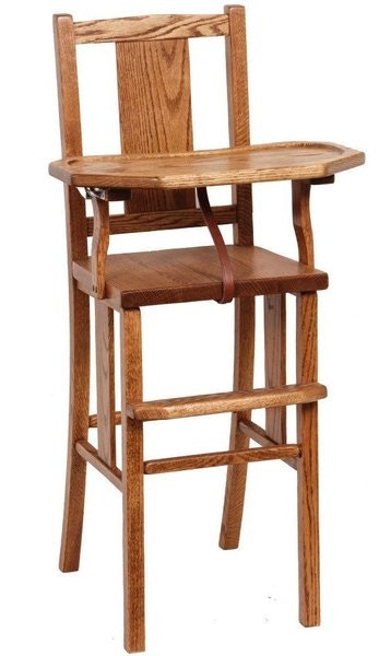 Amish Baywood High Chair with Slide Tray shown in Oak with Medium Walnut Finish