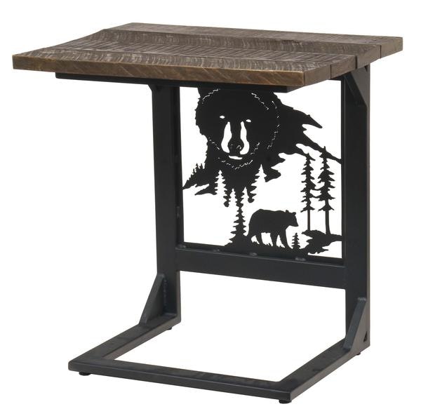 Amish Wide Rustic Sofa Server with Bear