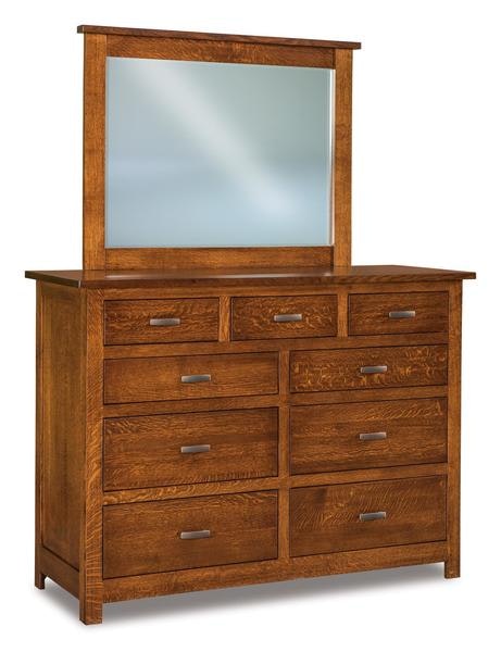 Amish Custom Flush Mission 9-Drawer Dresser with Solid Wood Inset End Panels