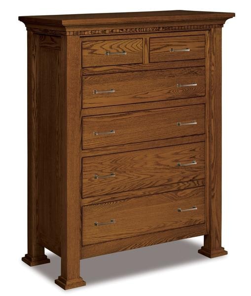Amish 45 Wide David Six Drawer Chest of Drawers Solid Wood Inset End Panels and Dental Molding