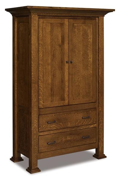 Amish 75 1/4 Tall Custom David Armoire with 2 Doors, and Choice of 2 or 3 Drawers