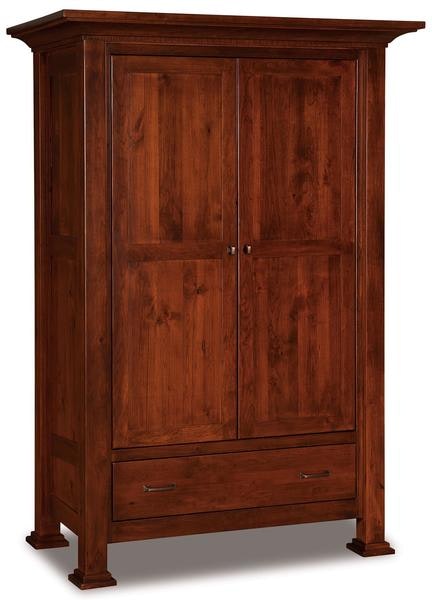 Amish 75 1/4 Tall David Wardrobe Armoire with 2 Doors, 1 Drawer, 1 Adjustable Shelf, and 1 Adjustable Rod