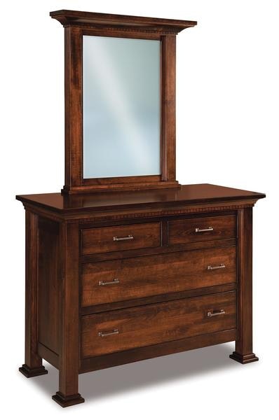 Amish 55 Wide David 4-Drawer Dresser with Solid Wood Inset End Panels and Dental Molding