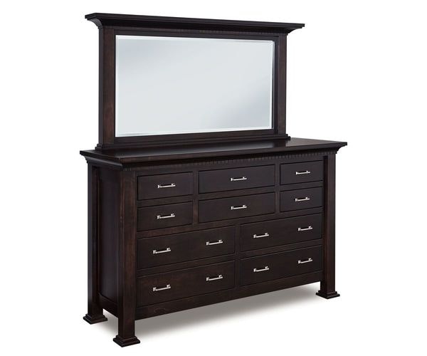 Amish David 44 Tall 10-Drawer Dresser with Full Extension Drawer Slides and Dental Molding