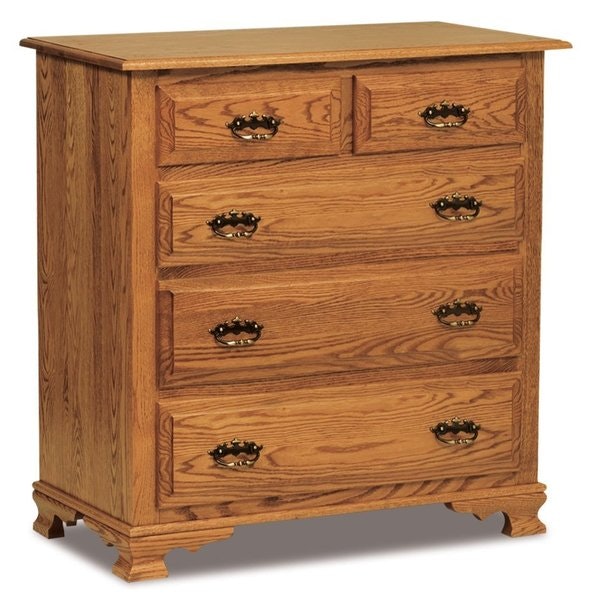 Amish 40 Wide Heritage Wilma Small Chest of Drawers with Cathedral Raised Panel Drawer Fronts and Choice of 4 or 5 Drawers
