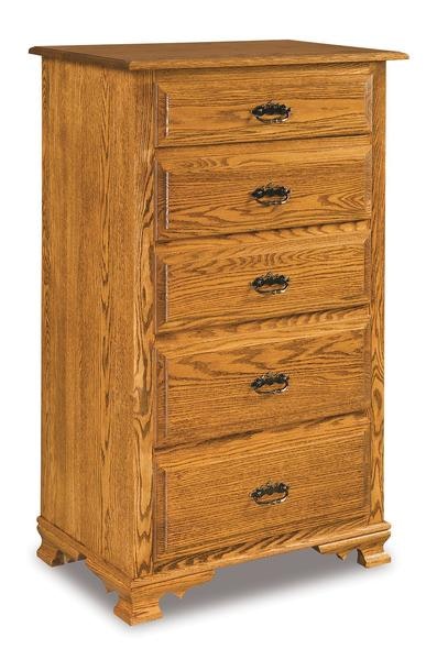 Amish 54 Tall Heritage Wilma 5-Drawer Chest of Drawers with Cathedral Raised Panel Drawer Fronts