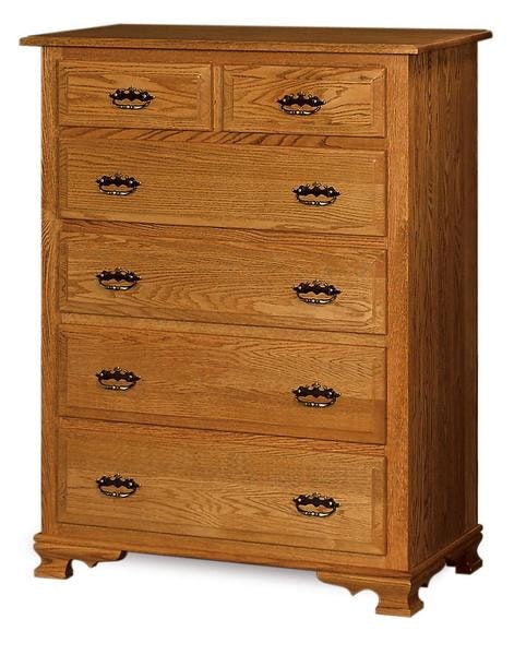 Amish Heritage 40 Wide Wilma 6-Drawer Chest of Drawers with Cathedral Raised Panel Drawer Fronts