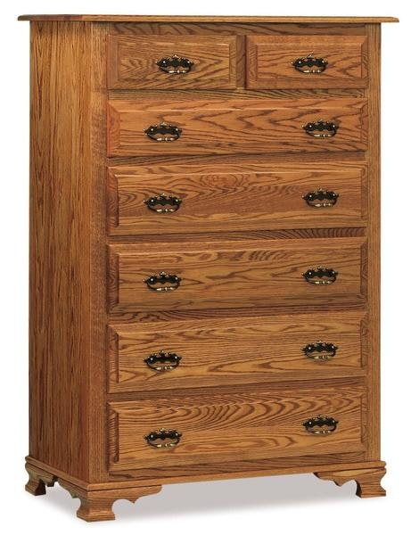 Amish 40 Wide Heritage Wilma 7-Drawer Chest of Drawers with Unique Heritage Style Feet