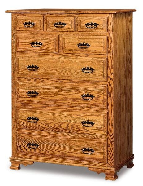 Amish 56 1/4 Tall Heritage Wilma 9-Drawer Chest of Drawers with Cathedral Raised Panel Drawer Fronts