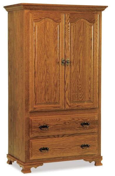 Amish 72 Tall Heritage Wilma Armoire with 2 Drawers, 2 Doors, and 2 Adjustable Shelves