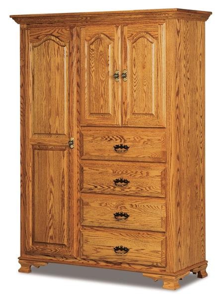 Amish 71 3/4 Tall Heritage Wilma Chifforobe with 4 Drawers, 3 Doors, 4 Adjustable Shelves, and 1 Adjustable Clothing Rod