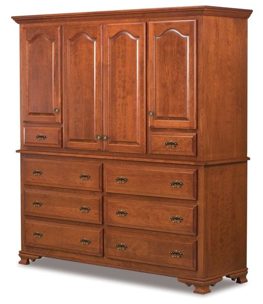 Amish 77 3/4 Tall Heritage Wilma Custom 2-Piece Mule Chest of Drawers with 9 Drawers, 4 Doors, and 6 Adjustable Shelves
