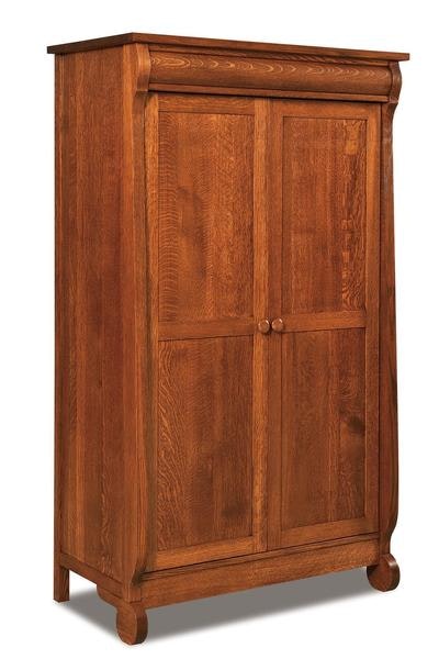 Amish 73 1/4 Tall Lydia Classic Sleigh Wardrobe Armoire with 2 Doors, 2 Adjustable Shelves, and 1 Adjustable Rod