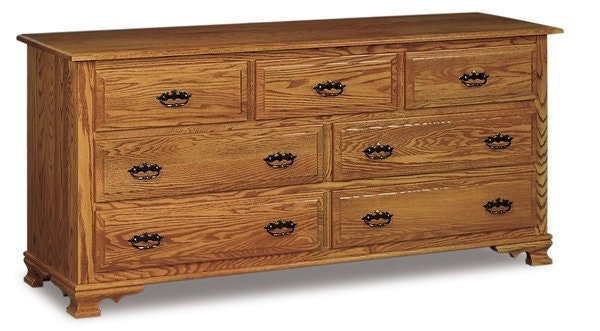 Amish 66 or 72 Wide Heritage Wilma Custom 7-Drawer Dresser with Cathedral Raised Panel Drawer Fronts