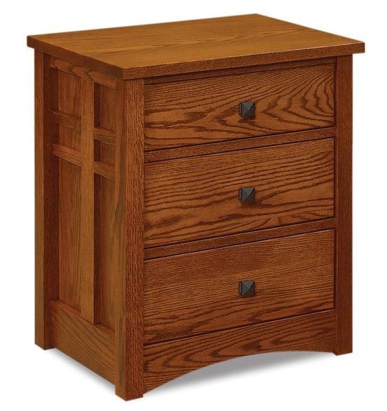 Amish Torrent Custom Mission 3-Drawer Nightstand with  Arched Front Base