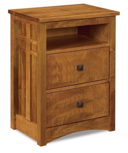 Amish 25 Wide Torrent Mission 2-Drawer Nightstand with Opening with Arched Front Base