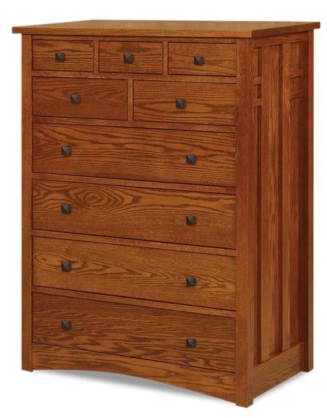 Amish 49 1/2 Tall Torrent Mission 9-Drawer Chest of Drawers with Arched Front Base