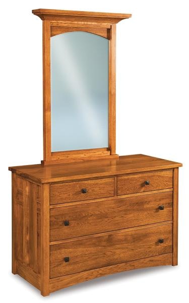Amish 49 Wide Torrent Mission 4-Drawer Dresser with Optional Beveled Mirror