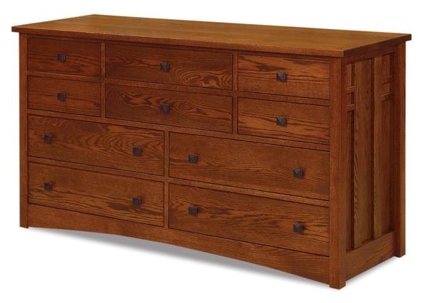 Amish 65 Wide Torrent Mission 10-Drawer Dresser with Arched Front Base and Half Arched Doors