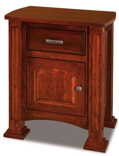 Amish 30 1/2 Tall William 1-Drawer Nightstand Cabinet with 3 Inch Solid Posts with Raised Panels