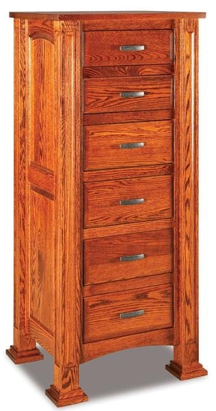 Amish 59 1/2 Tall William Six Drawer Lingerie Chest wit 3 Inch Solid Posts with Raised Panels