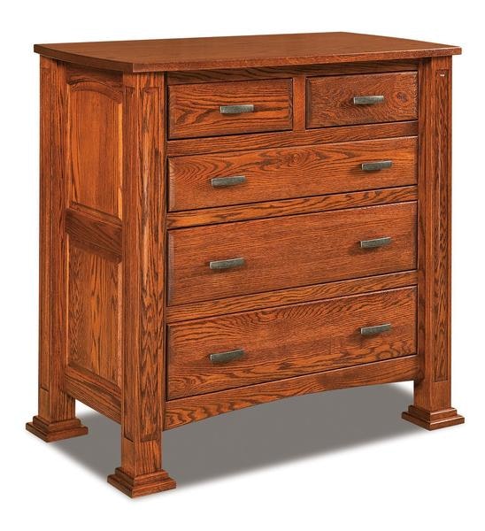Amish 36 or 44 Wide William Custom 5-Drawer Chest of Drawers with Arched Raised Panel Sides