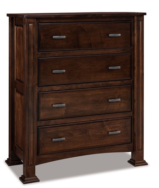 Amish 44 Wide William Custom 4-Drawer Chest of Drawers with Arched Raised Side Panels
