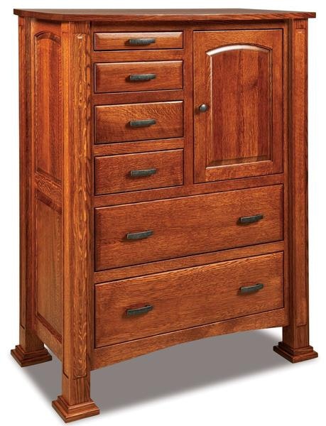 Amish 56 Tall William Gentlemans Chest of Drawers with 6 Drawers, 1 Door, and 2 Adjustable Shelves