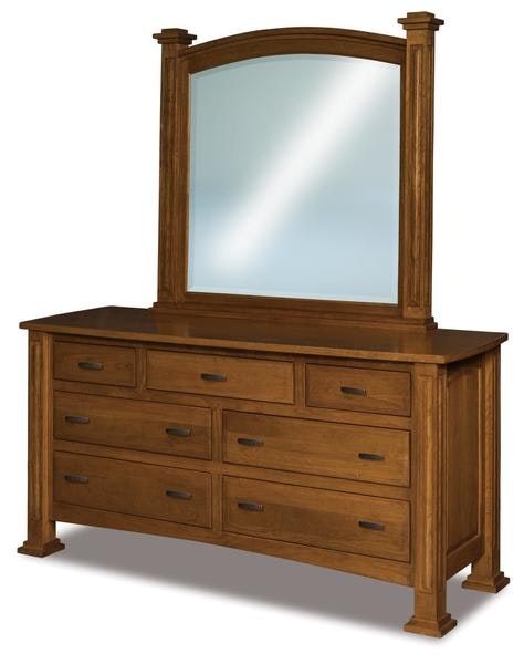 Amish 70 Wide William Seven Drawer Dresser with Optional Mirror