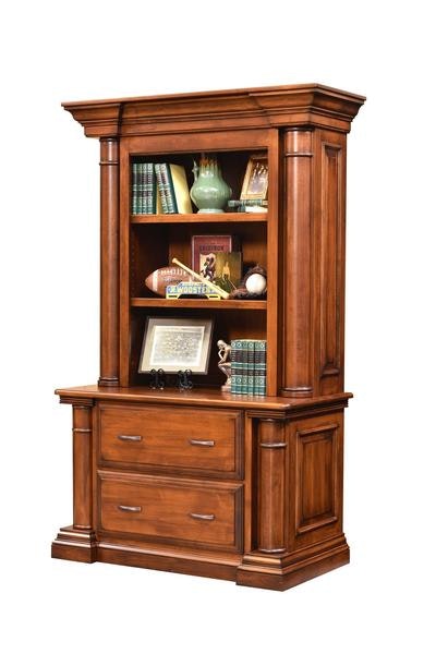 Amish Stonespire Lateral File Cabinet with Optional Bookcase