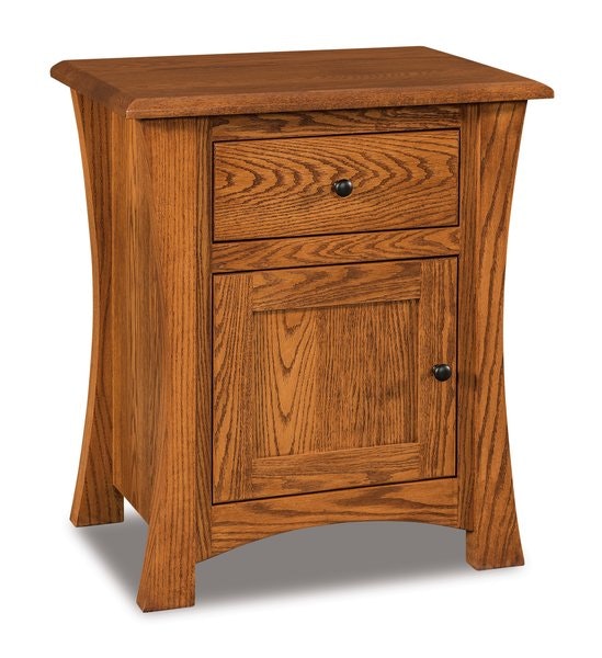 Amish 29 Tall Isaiah One Drawer and One Door Nightstand with 3 x 1 1/2 Inch Solid Wood Corner Posts