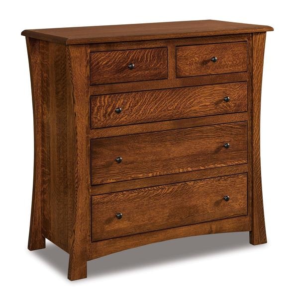 Amish 41 High Isaiah Hardwood 5-Drawer Chest of Drawers with Solid Wood 3x 1 1/2 Corner Posts