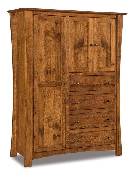 Amish 70 3/4 Tall Isaiah Chifforobe with 4 Drawers, 3 Doors, 4 Adjustable Shelves, and 1 Adjustable Clothing Rod.