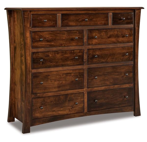 Amish 54 Tall Isaiah Hardwood 11-Drawer Double Chest of Drawers