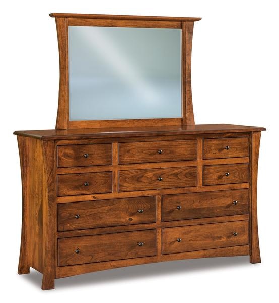 Amish 68 1/2 Wide Isaiah 10-Drawer Dresser with Optional Beveled Mirror