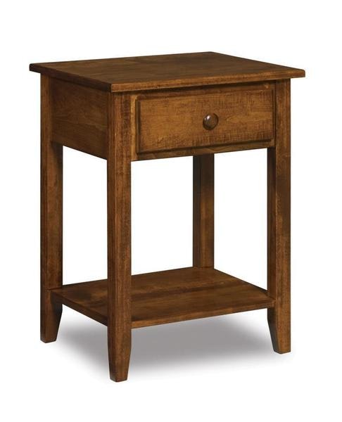 Amish 21 1/4 Wide Shaker One Drawer Open Nightstand with Tapered Legs