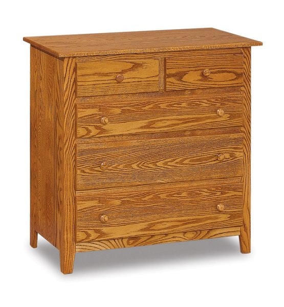 Amish 40 Wide Custom Shaker Small Chest of Drawers with Tapered Legs