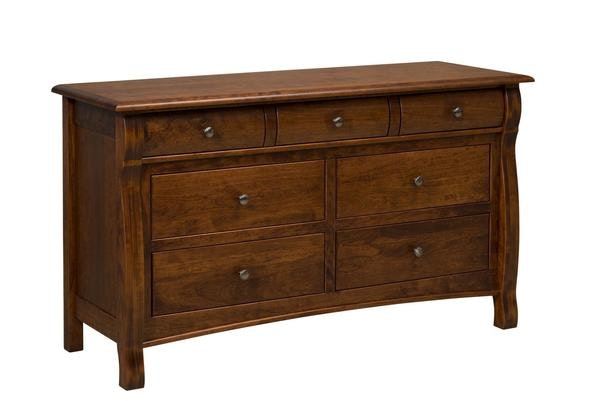 Amish Emerson Seven Drawer Changing Dresser with Optional Hutch Top