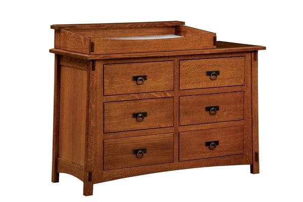 Amish San Marino Six Drawer Changing Dresser
