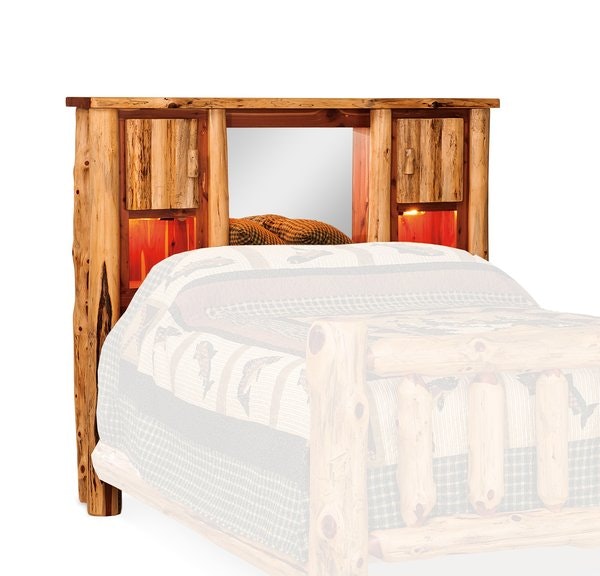Amish Handcrafted Rustic Log Bookcase Headboard