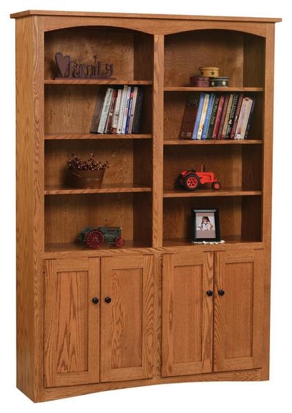 Amish 48" Farson Shaker Double Bookcase with Optional Doors