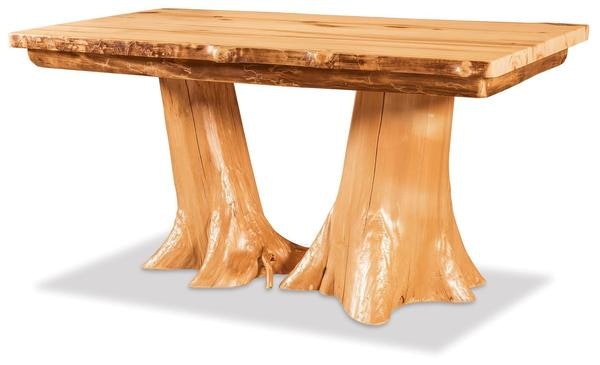 Amish Handcrafted Rustic Double Stump Dining Table