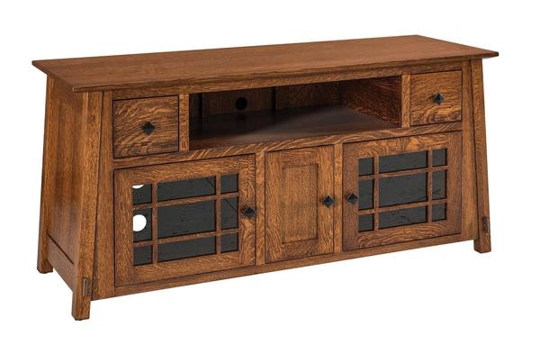 Amish Seboyeta Mission TV Console with Sound Bar Shelf 60"