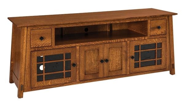 Amish Seboyeta Mission TV Console with Sound Bar Shelf 72"