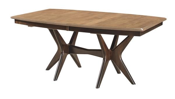 Amish Solid Wood Luckenbach Modern Trestle Dining Table